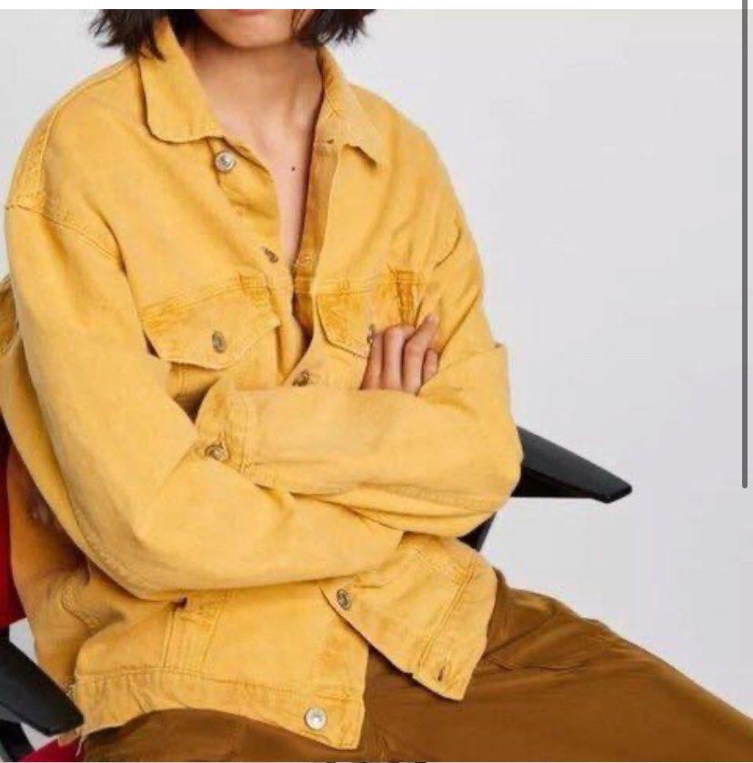 Yellow denim jacket zara shop
