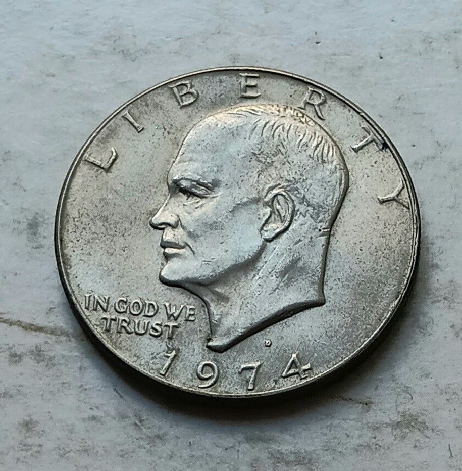 美國1974年1元硬幣一枚極美品EF（實物如圖，有大面積原光）, 興趣及遊戲, 收藏品及紀念品, 錢幣- Carousell