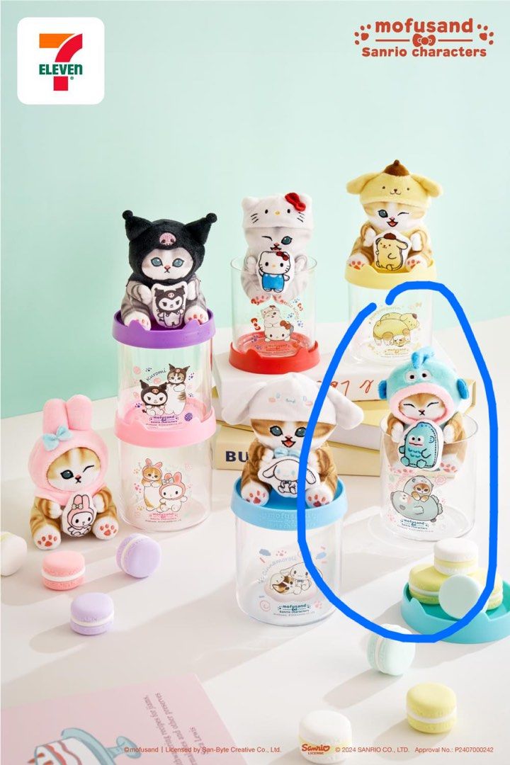 賣水怪7-11 Mofusand X Sanrio characters罐罐貓公仔+小物罐