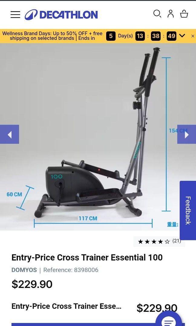Decathlon Elliptical Machine Sports Equipment Exercise Fitness Cardio Fitness Machines on Carousell