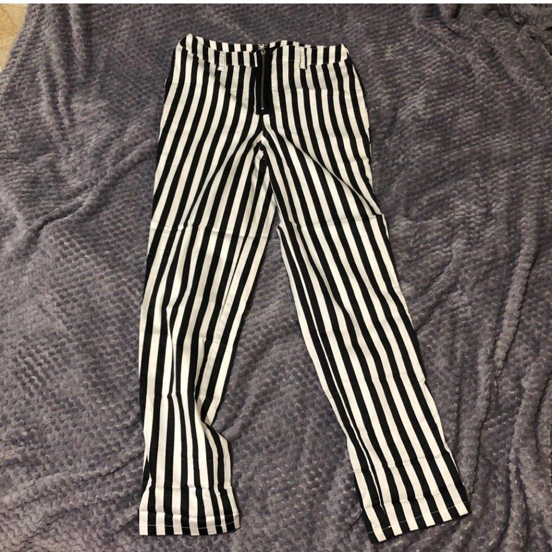 Forever 21 Black and White Striped Pants Trousers Slacks Women s Fashion Bottoms Other Bottoms on Carousell