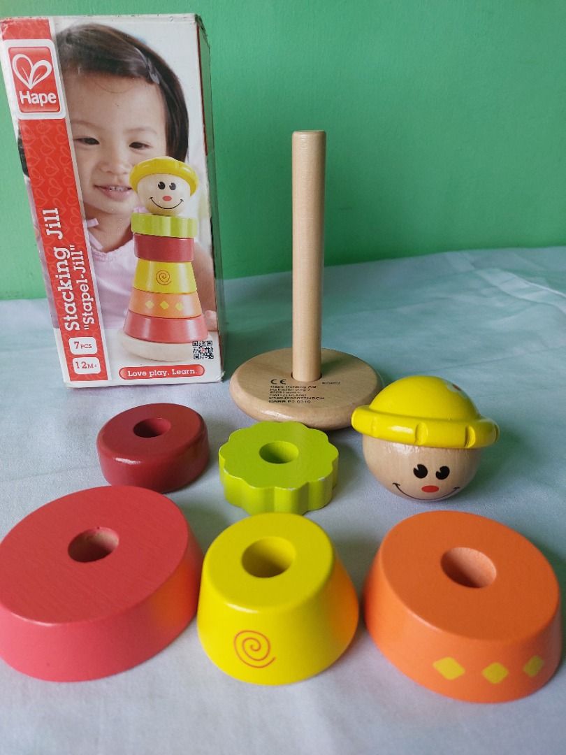 Hape Stacking Jill Montessori Wood Stacking Toy, Hobbies & Toys, Toys ...