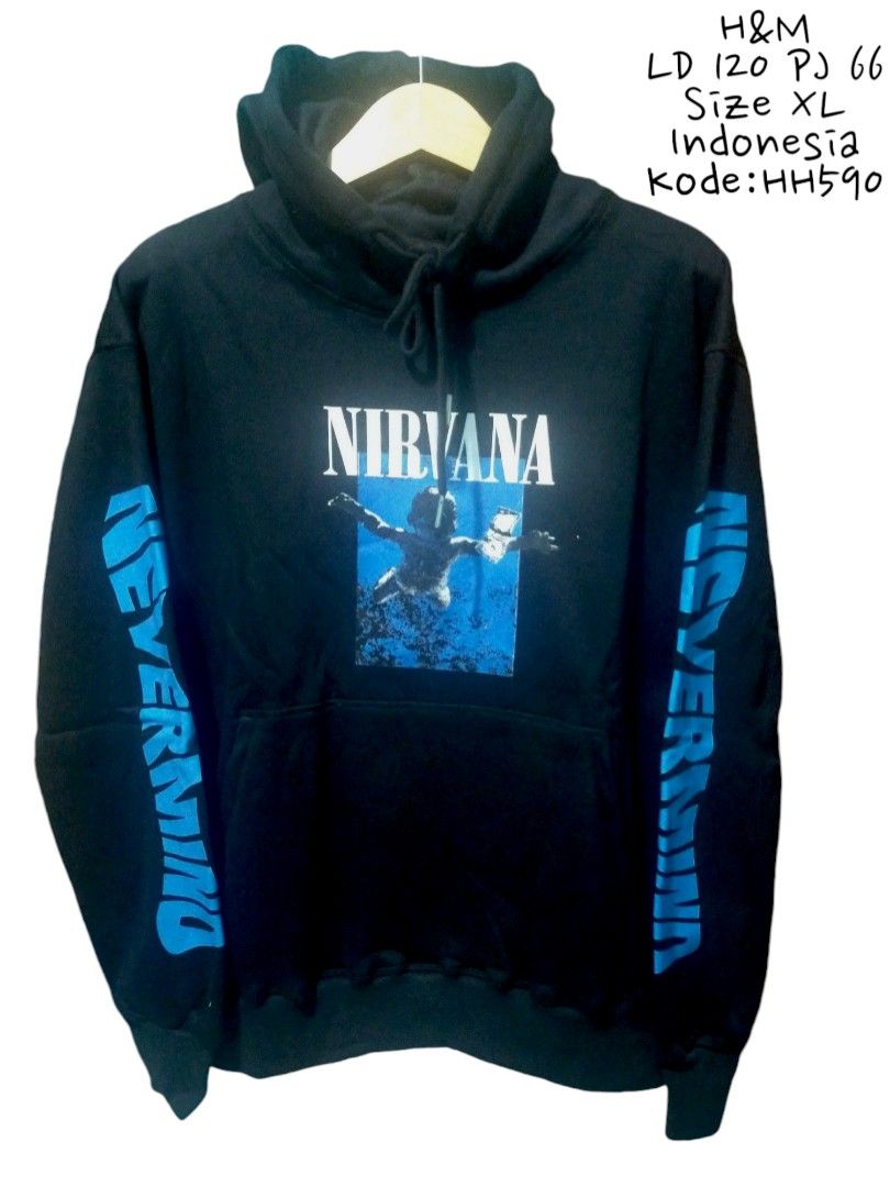 H&M NIRVANA NEVERMIND EDITION BLACK HOODIE SWEATSHIRT| SWEATER