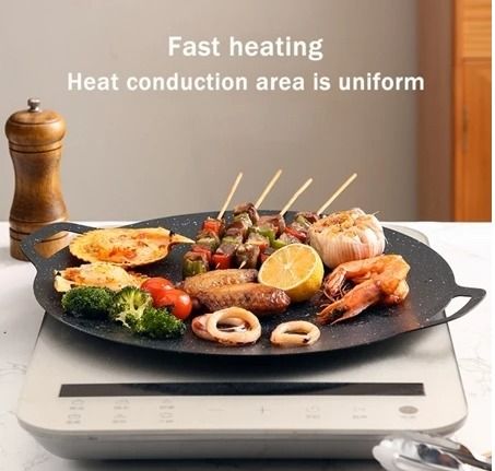 Korean Grill Pan (Category: BBQ, Grills & Hotpots) located in Manila. Submitted by 1980topertiu (Listing ID 1325432992, Image 3). Description: 3pcs pan Specifications: • Type: Grill Pan • Material: Iron • Size: Multiple Sizes Available • Color: Black • Non-Stick: Yes • Handle: Ergonomic Design for Easy Handling Features: • Non-Stick Surface: Maifan stone coating ensures food doesn’t stick, making grilling and cleaning easy. • Versatile Use: Suita