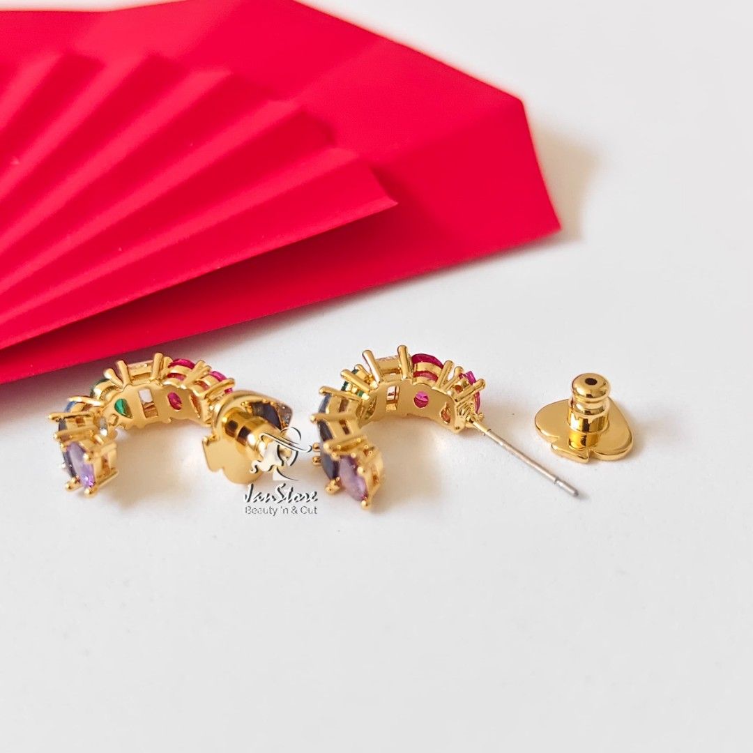 KS new york Yellow Gold Plated Red Fashion Year Stud, Women's Fashion