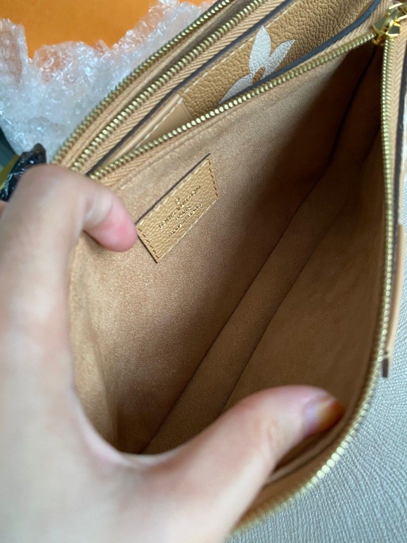 LV Multi Pochette empreinte caramel beige 2023, Fesyen Wanita, Tas