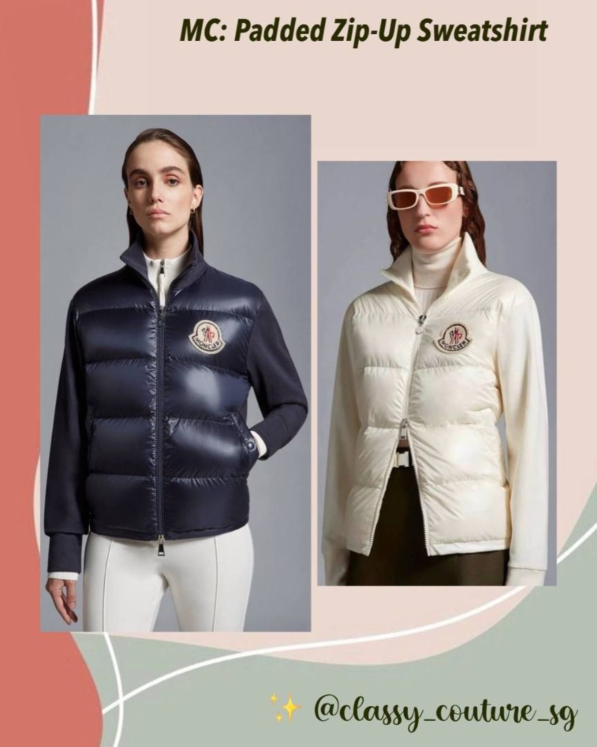 Moncler Padded Zip Up Sweatshirt Jacket Women s Fashion Coats Jackets and Outerwear on Carousell