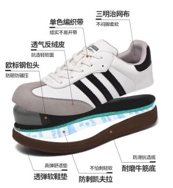 adidas gazelle silver green womens Men Safety Shoes for work Steel Toe Smash proof Non slip shoes