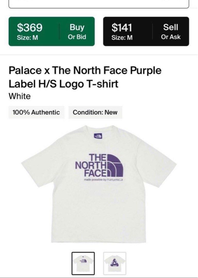Palace orders x tnf white shirt