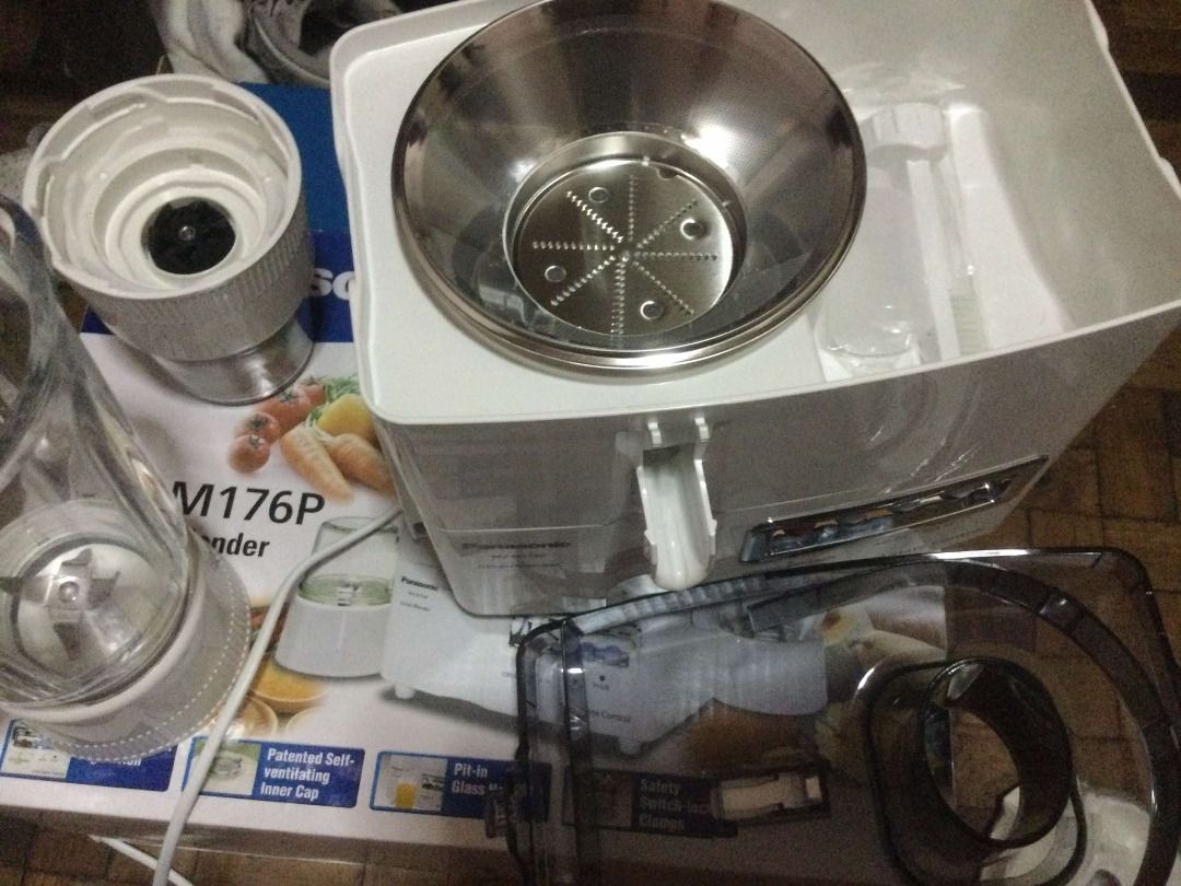 PANASONIC JUICER BLENDER MJ-M176PWSL (Category: Juicers, Blenders & Grinders) located in Manila. Submitted by kyleadrian38 (Listing ID 1325438584, Image 3). Description: 3-in-1 Functions (Juicer/Blender/Grinder) Full Metal Stainless Steel Spinner Titanium Saber Cutter Built-In Circuit Breaker with original manual Brandnew, never been used Box slightly damaged 4999 only .