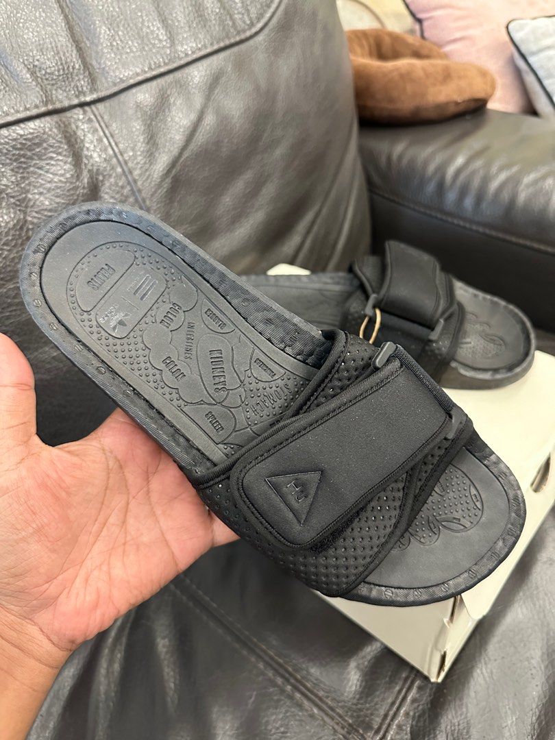 Pharrell x adidas Boost Slides Triple Black Men s Fashion Footwear Flipflops and Slides on Carousell