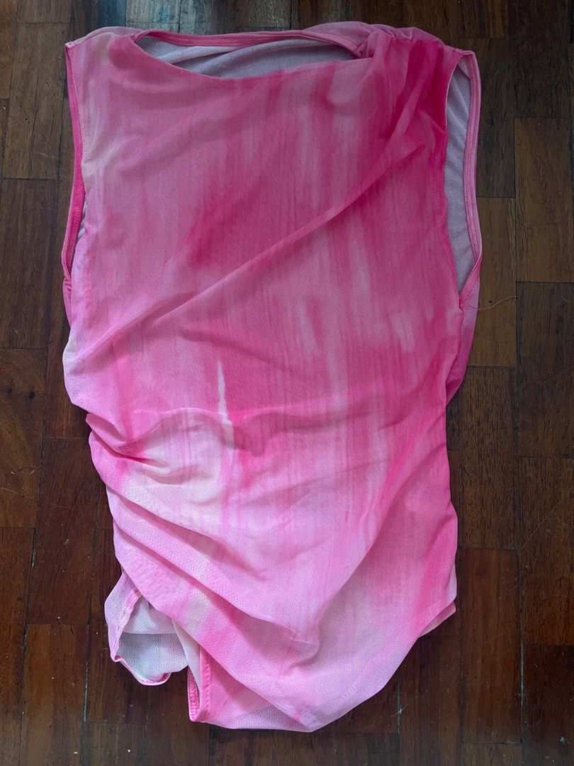 Pink Tie Dye Pleated side mesh Bodysuit (Category: Blouses) located in Paranaque City. Submitted by stphraynes (Listing ID 1325291883, Image 1). Description: Love Ara - Pink Tie Dye Pleated Bodysuit - Brand new (finit lang :)) - Size: Medium .