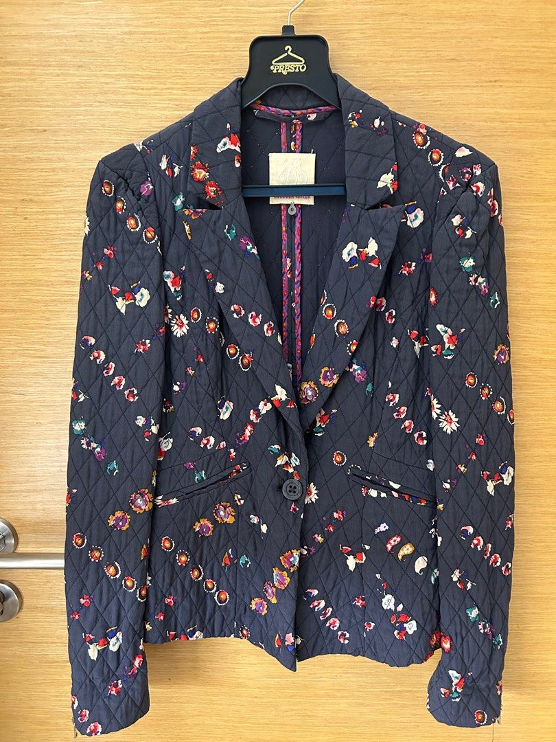 Rebecca Taylor Silk Gray Multicolor Floral Quilted Blazer Women s Fashion Coats Jackets and Outerwear on Carousell
