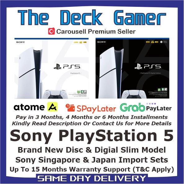 Sony PlayStation 5 Slim 1TB 2TB 3TB PS5 Singapore Local & Japan Import Set PS5 Disc / PS5 Digital / PS5 Spiderman 2 Bundle | Installment Plan By Atome & Grab PayLaterAtome / SPayLater / Grab PayLater63437622260353110