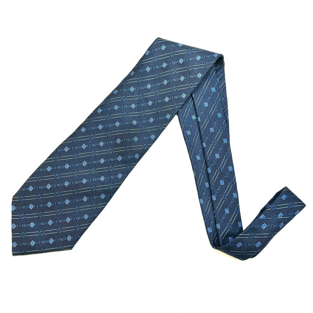 THP Fendi Cravatte Navy Blue Logo Tie