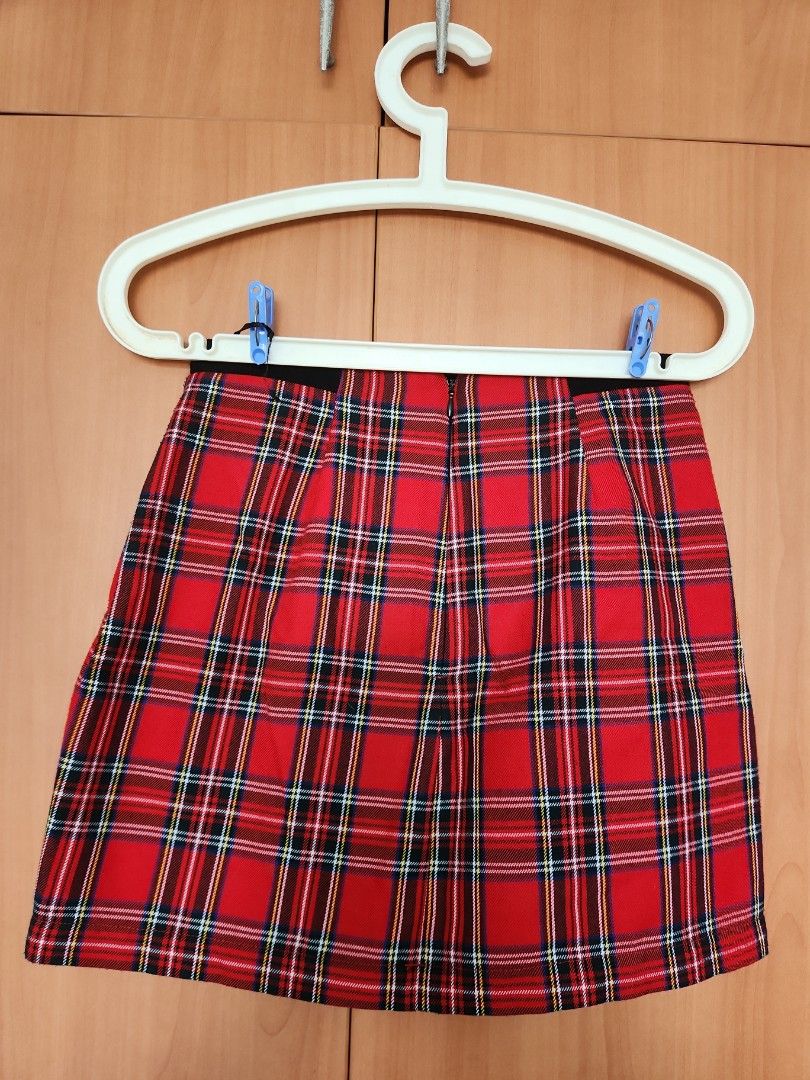 Red tartan skirt topshop on sale