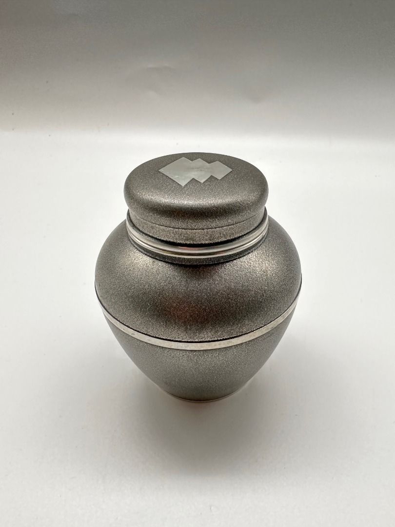 煎茶道具 茶壺 錫製 乾茂號造 茶入 在銘 約290g TOT 020