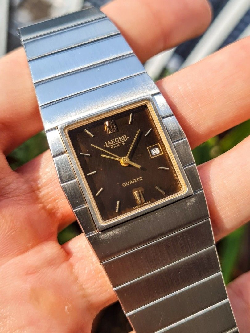 Ultra Rare 1980s Jaeger LeCoultre JLC Paris King Midas 114.100.54 Quartz Vintage Watch with Tropical Dial