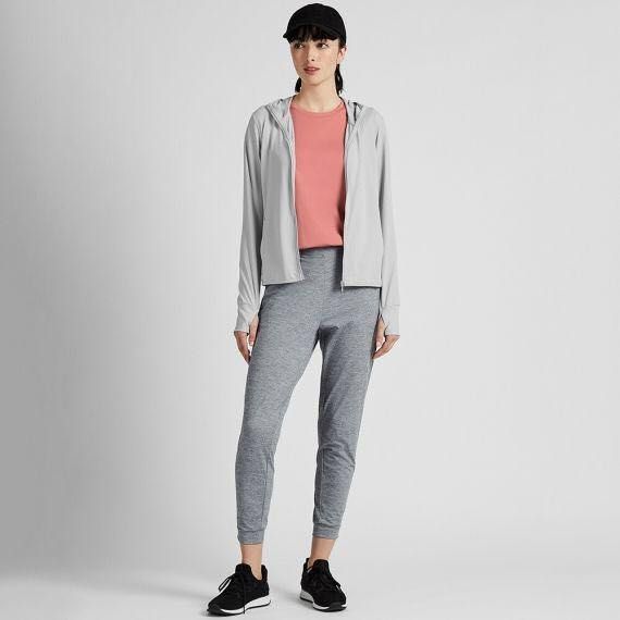 UNIQLO AIRism UV Cut Long Sleeve Mesh Hoodie Light Gray Size M