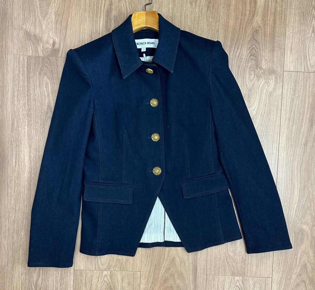Veronica Beard Aire Stretch Cotton Denim Dickey Jacket Blazer