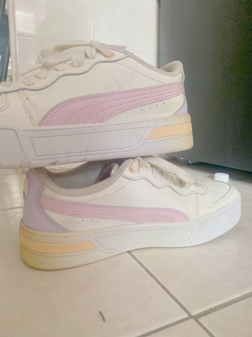 White pastel purple puma sneaker