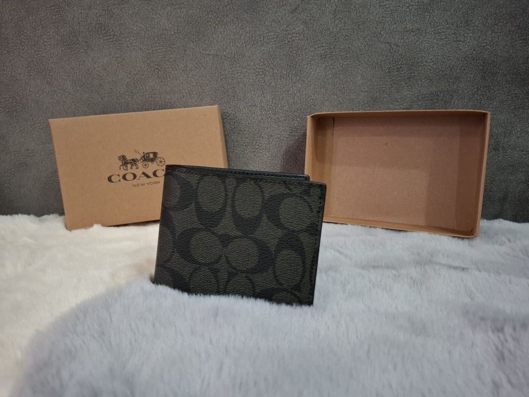 100 Authentic Coach Instock coach short wallet coach men original black wallet F74993