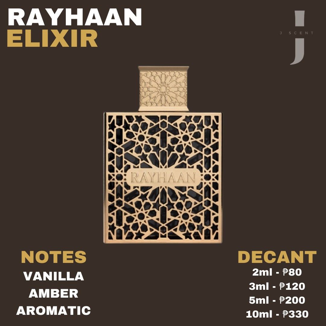 [ DECANT ] Rayhaan Elixir (Category: Fragrance & Deodorants) located in Baliuag. Submitted by JScent13 (Listing ID 1325569564, Image 1). Description: .