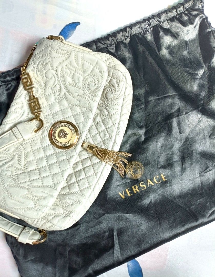 🤍💛 Versace authentic Nappa Barocco Quilted Calliope Vanitas