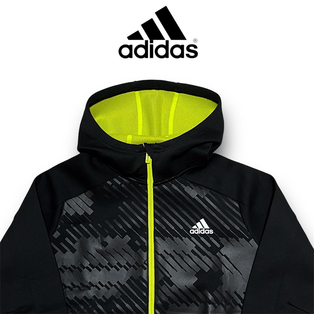 Adidas Black Neon Green Track Hooded Jacket