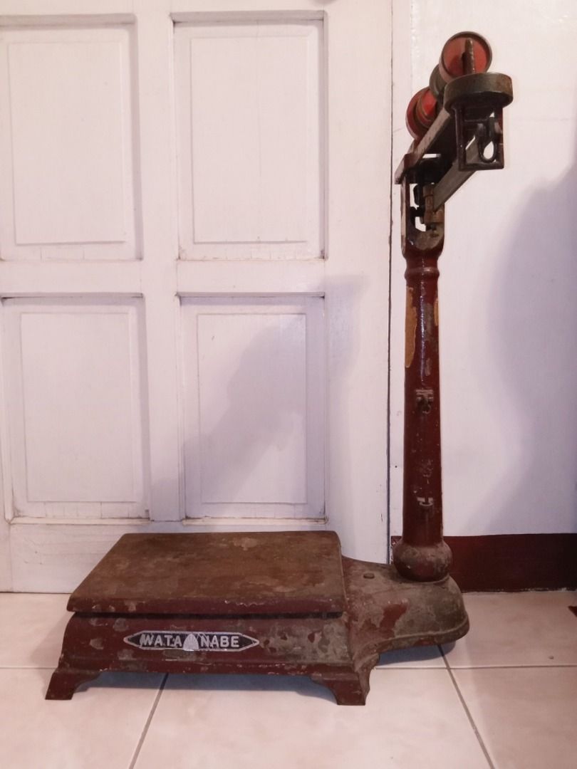 Antique Solid Cast Iron Platform Scale (Category: Vintage Collectibles) located in Dasmarinas. Submitted by jamricana137 (Listing ID 1325584538, Image 1). Description: Made in Japan. Brand Watanabe. 19th century. In vintage condition. Dimension: L60 x W47 x H77cm.