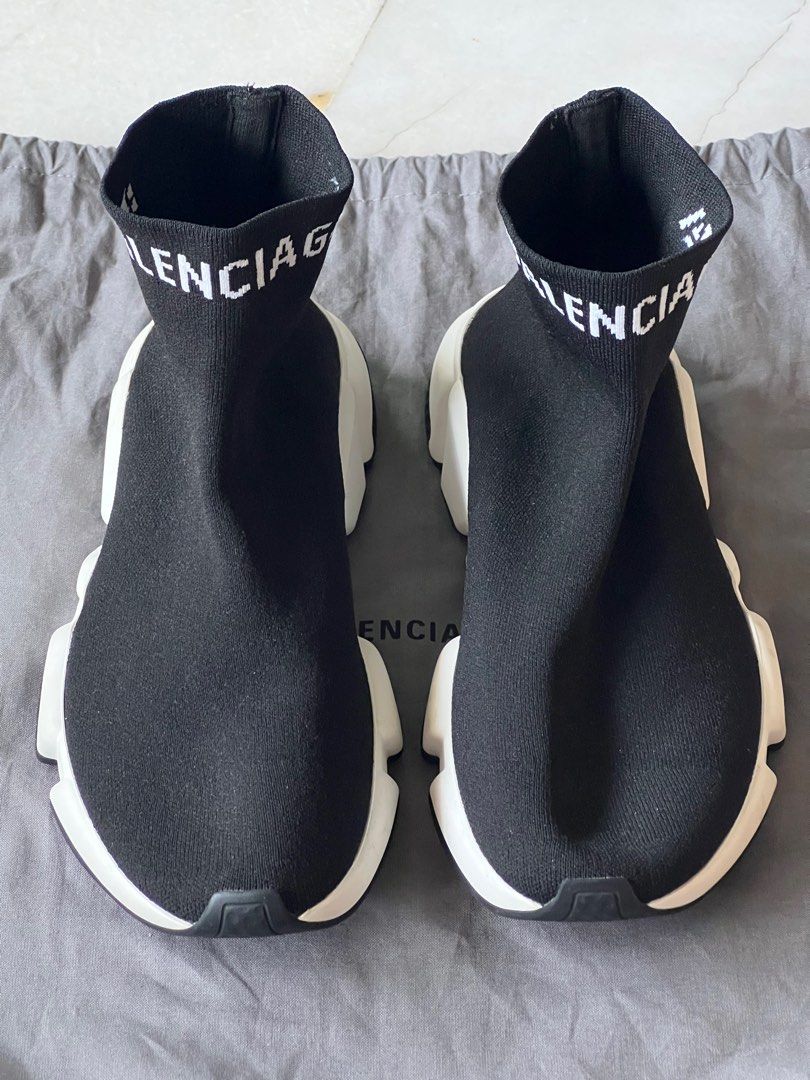 Balenciaga Women s Speed Trainer High Jacquard Black White 2019