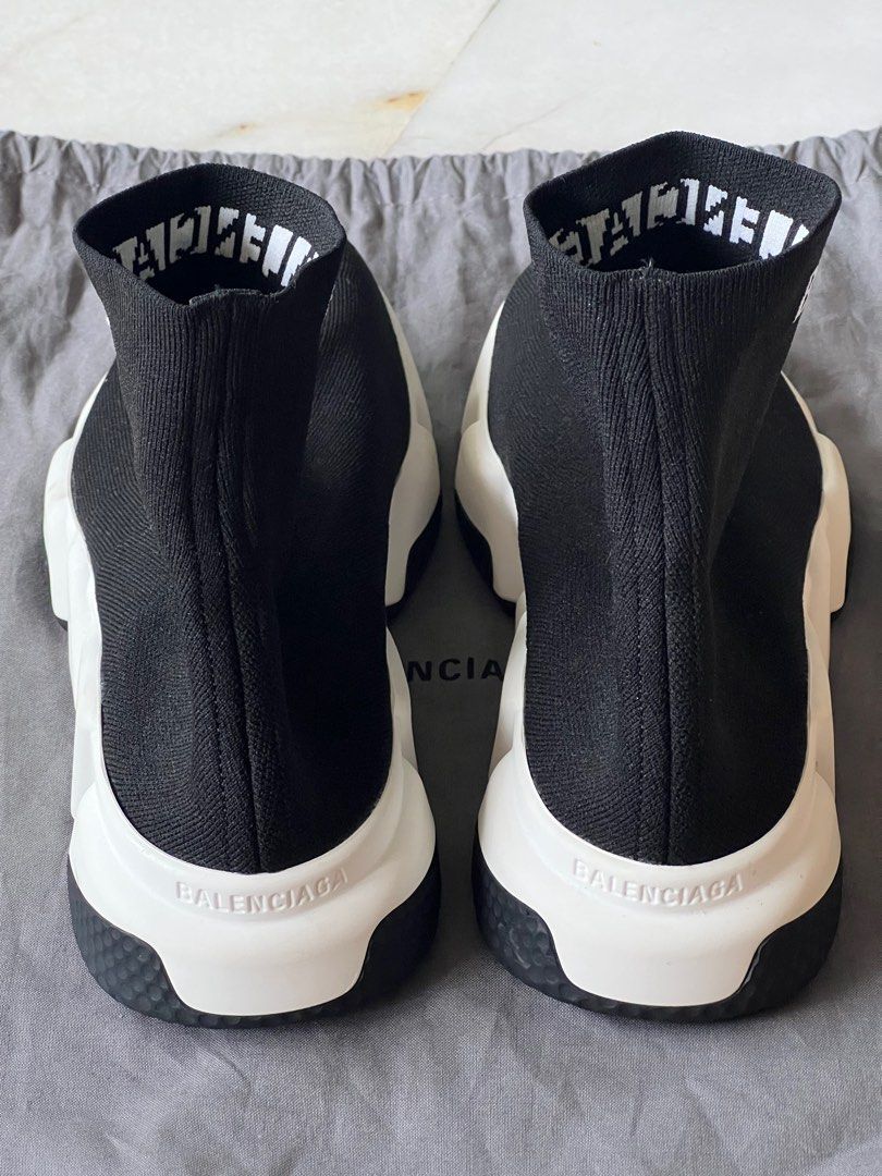 Balenciaga Women s Speed Trainer High Jacquard Black White 2019