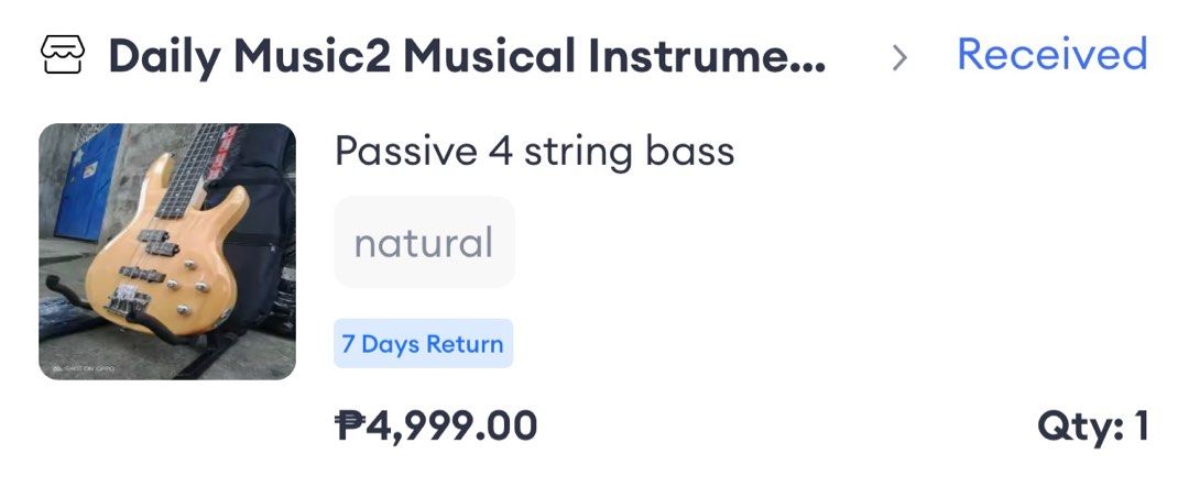 Bass Guitar - Passive 4 string bass (Category: Musical Instruments) located in Las Pinas. Submitted by wat3rm3lynn (Listing ID 1325586529, Image 2). Description: Bass Guitar - natural / cream color Passive 4-string bass Bought from Laz last year. Condition - almost new since barely used Includes unit, cord and free strap RFS: No time to use it and I had finger injury All conversations, let’s do it in Carousell please, not in any other online plat