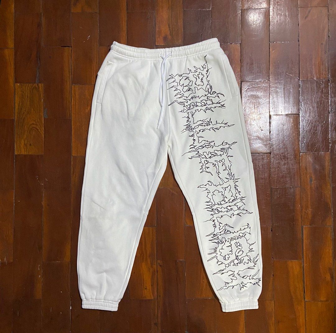 Billie Eilish x Bershka Sweatpants White Women s Fashion Bottoms Other Bottoms on Carousell