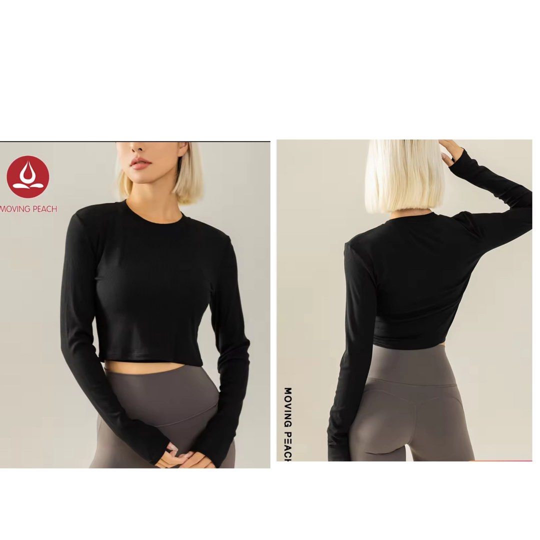 Long sleeve fitness crop top shop