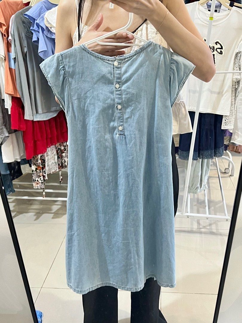 Carter s Soft Denim Dress with embroidered flowers 8y Babies Kids Babies Kids Fashion on Carousell