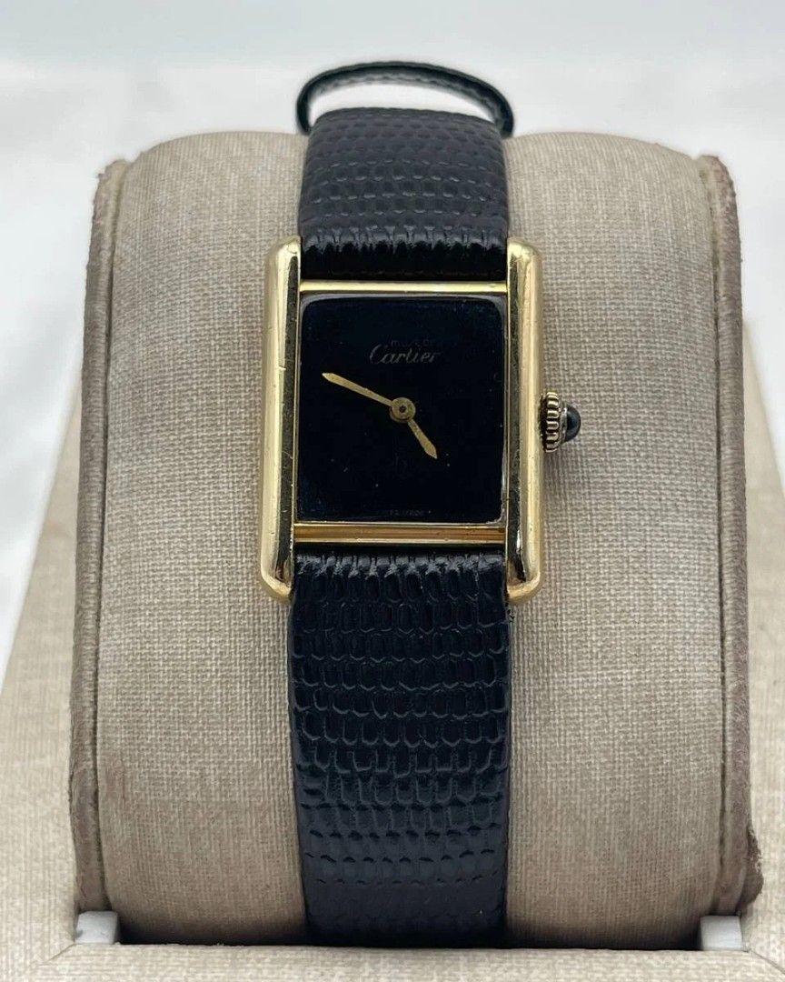 Cartier Tank Vermeil Black Dial Argent Plaque Women s Fashion Watches Accessories Watches on Carousell