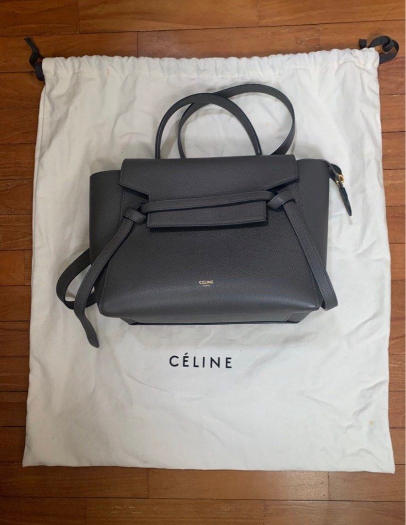 Celine Micro Belt Bag in Grained Calfskin Grey