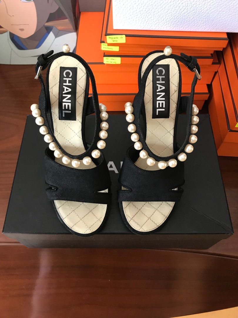 Chanel sandals with pearl embellishments Luxury Sneakers Footwear on Carousell