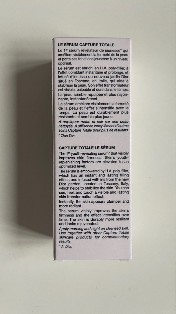 DIOR Capture Totale Le Serum 30ml (Category: Face Care) located in Pasig City. Submitted by declutterrrsale (Listing ID 1325463229, Image 2). Description: Brand new, selling way below srp. Can give further discount if you're getting other items.
