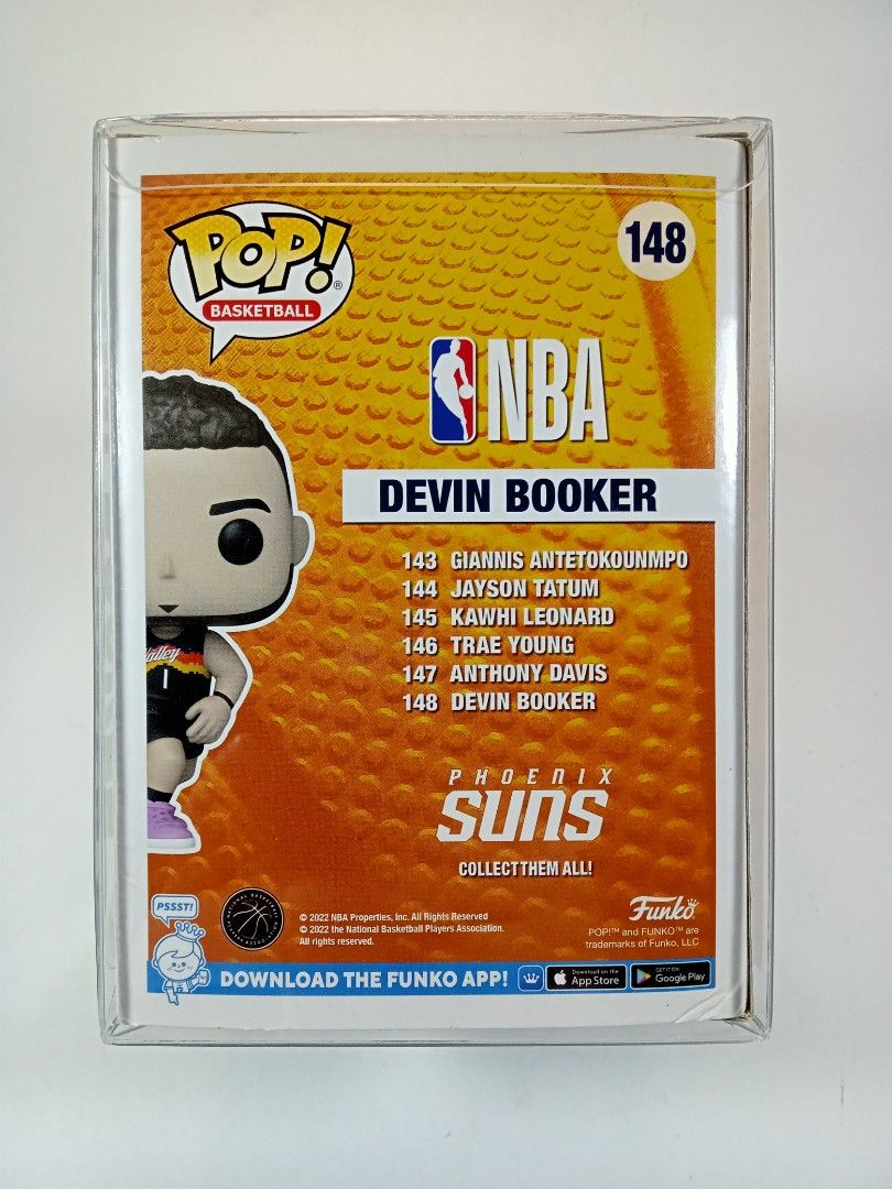 Funko Pop NBA Devin Booker figure (Category: Designer & Blind Box Toys) located in Pasig City. Submitted by game.breaker666 (Listing ID 1325500574, Image 2). Description: Funko Pop NBA Devin Booker ✅ Authentic 💯 ✅ Box: 8/10 condition (with protector) Price: 650 (firm/ last price) *pass to any last price inquiry or offers lower than price posted. Thank you. ✅ Shipping: LBC/ Lalamove ✅ MOP: Gcash/ BPI ✅ Location: Pasig.