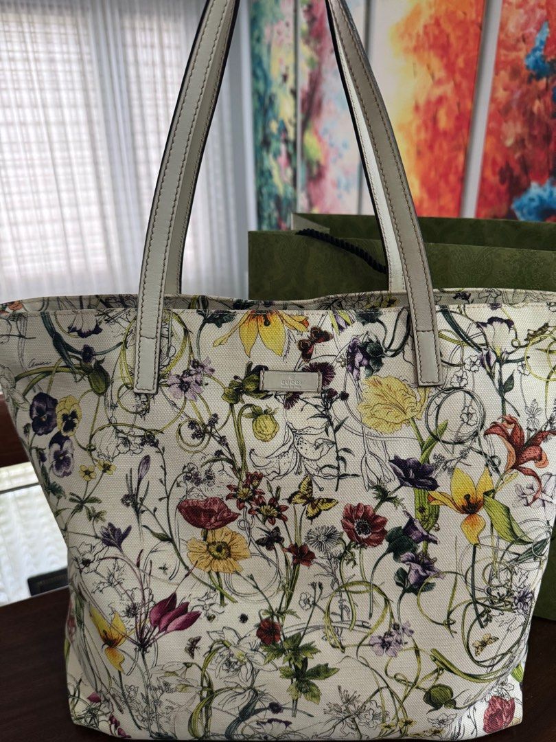 Gucci Floral Canvas Tote Bag