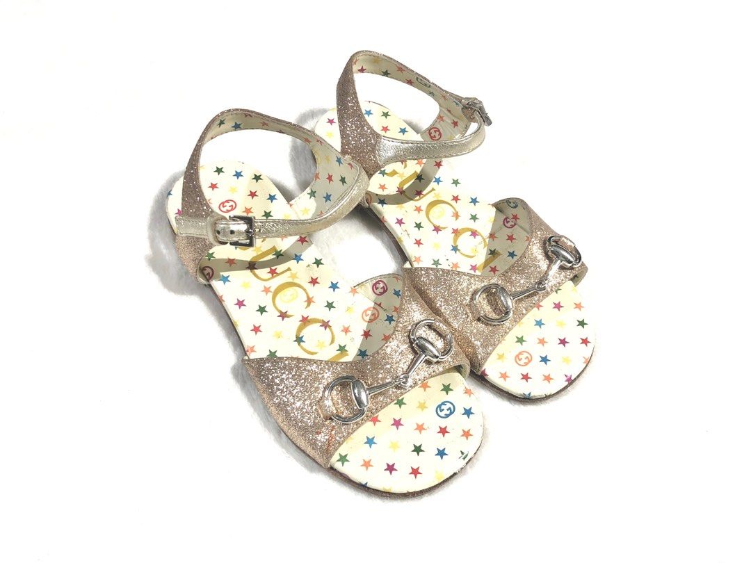GUCCI KIDS Girls Gold Horsebit Sandals