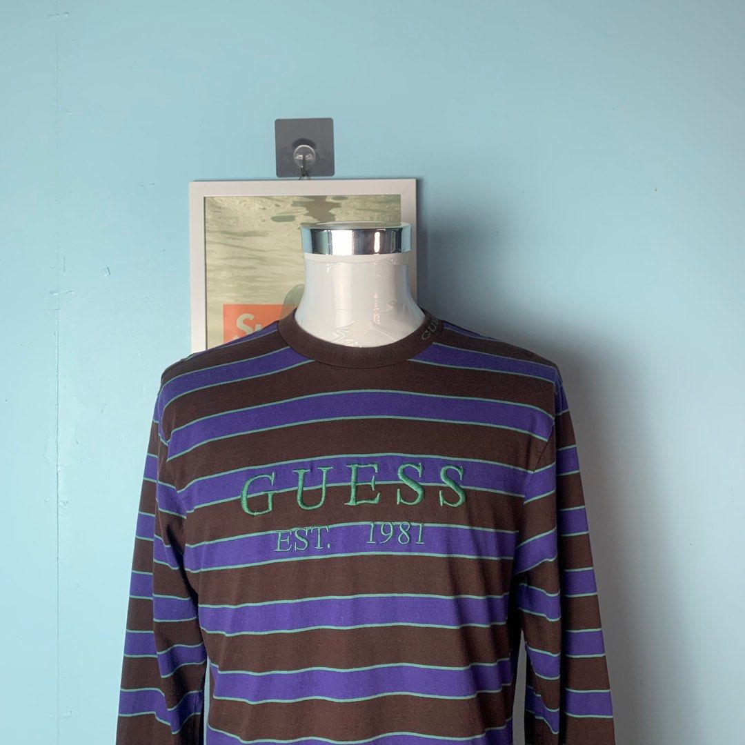Guess Longsleeve Stripe colour Men s Fashion Tops Sets Tshirts Polo Shirts on Carousell