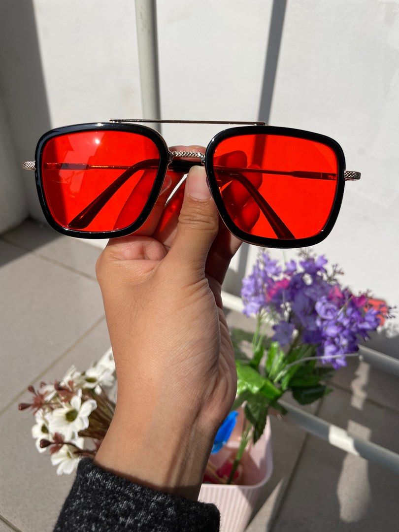 Goggles Iron Man Glasses Red SALE Kacamata Edith Iron Men Tony Stark Man Sunglasses