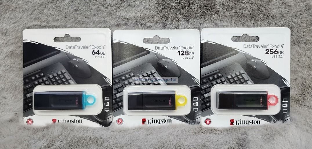 Kingston Exodia USB Flash Drive USB 3.2 Gen 1 (Category: Hard Disks & Thumbdrives) located in Manila. Submitted by infinitygadgetzph (Listing ID 1325603535, Image 1). Description: PRICES: 64GB - PHP 570 128GB - PHP 820 256GB - PHP 1790 -Authentic -Sealed and Brand New -With 3 Months replacement warranty (Must keep the complete box/carton for warranty claim) SPECIFICATIONS & FEATURES: Kingston’s DataTraveler® Exodia™ is a USB 3.2 Gen 1 compliant s
