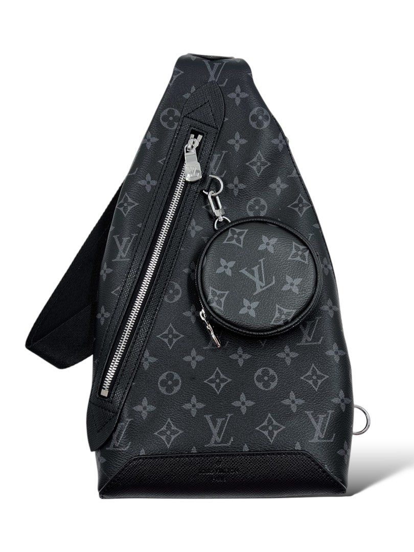 ⚜️Louis Vuitton - Monogram Eclipse Duo Sling bag (Category: Luxury Bags & Wallets) located in Makati City. Submitted by 90sangel (Listing ID 1325612368, Image 1). Description: •Item: Louis Vuitton - Eclipse Duo sling bag 🖤 •Size: 7.9" x 16.5" M •Condition: Gently Used, Good as New! *Perfect for everyday use, the sporty Duo Sling Bag is a body-friendly alternative to the classic backpack. 🖤 .