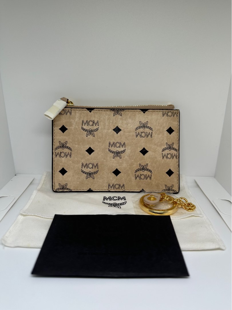 MCM Beige Visetos Key Pouch Coin Pouch Card holder Women s Fashion Bags Wallets Wallets Card Holders on Carousell