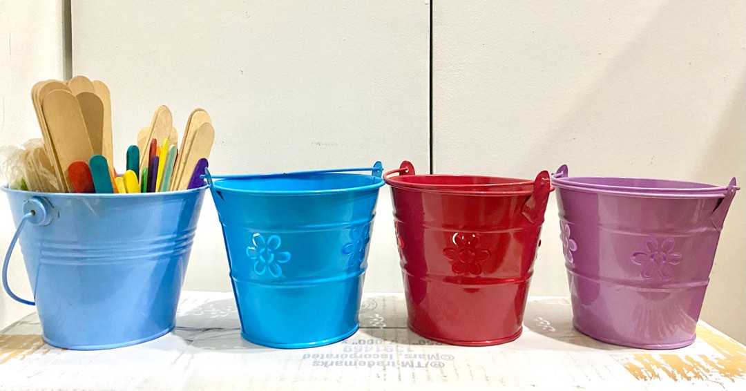 4pcs Set Metal Tin Basket (Category: Storage Boxes & Baskets) located in Quezon City. Submitted by hellodiva (Listing ID 1325579227, Image 2). Description: 4pcs Metal Tin Basket for 150.00 Like New Sold as Set Only colors available in picture Comes w/ popsicle sticks if you like too No Issues or rusting Condition: 10/10.