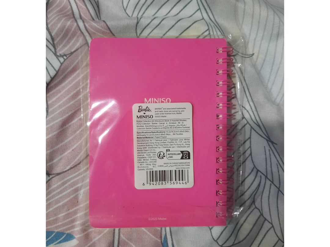 Miniso Barbie Notebook (Category: Stationery & School Supplies) located in Legazpi City. Submitted by alyblueberyl (Listing ID 1270189868, Image 2). Description: Brandnew No flaw 14x10 inch Location: Legazpi City, Albay.